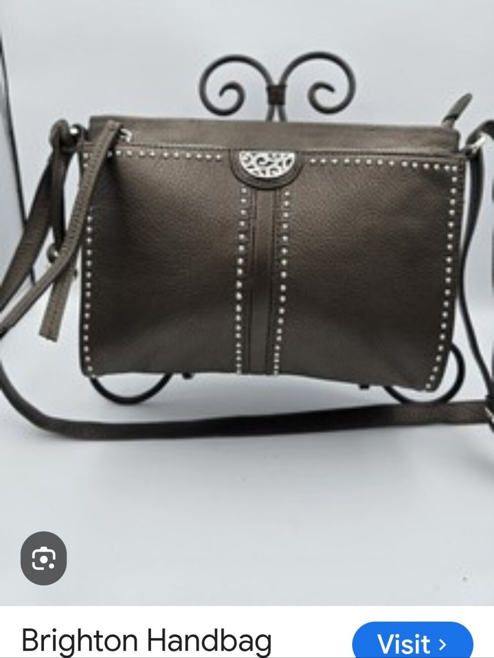 Brighton Pretty Tough   Desired Cross Body Bag grey leopard inside leather Beads